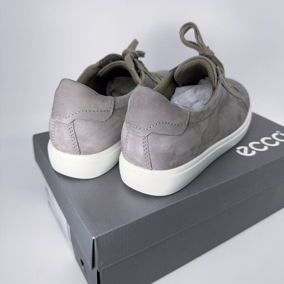 ECCO Womens 40 9 9.5 255 Soft 7 Classic Sneakers Warm Gray Suede Lace Up 857683 - Picture 4 of 8